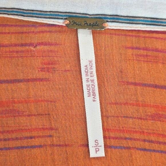 Free People Shore Vibes Button Down Long Sleeve Cotton Orange Women's Small - Picture 4 of 7